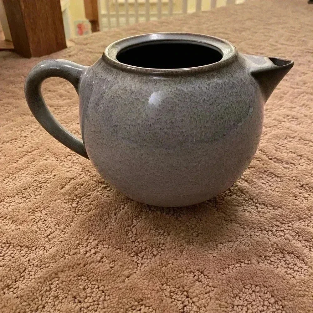 Crate & barrel jars France nuit teapot blue black stoneware tourres gris